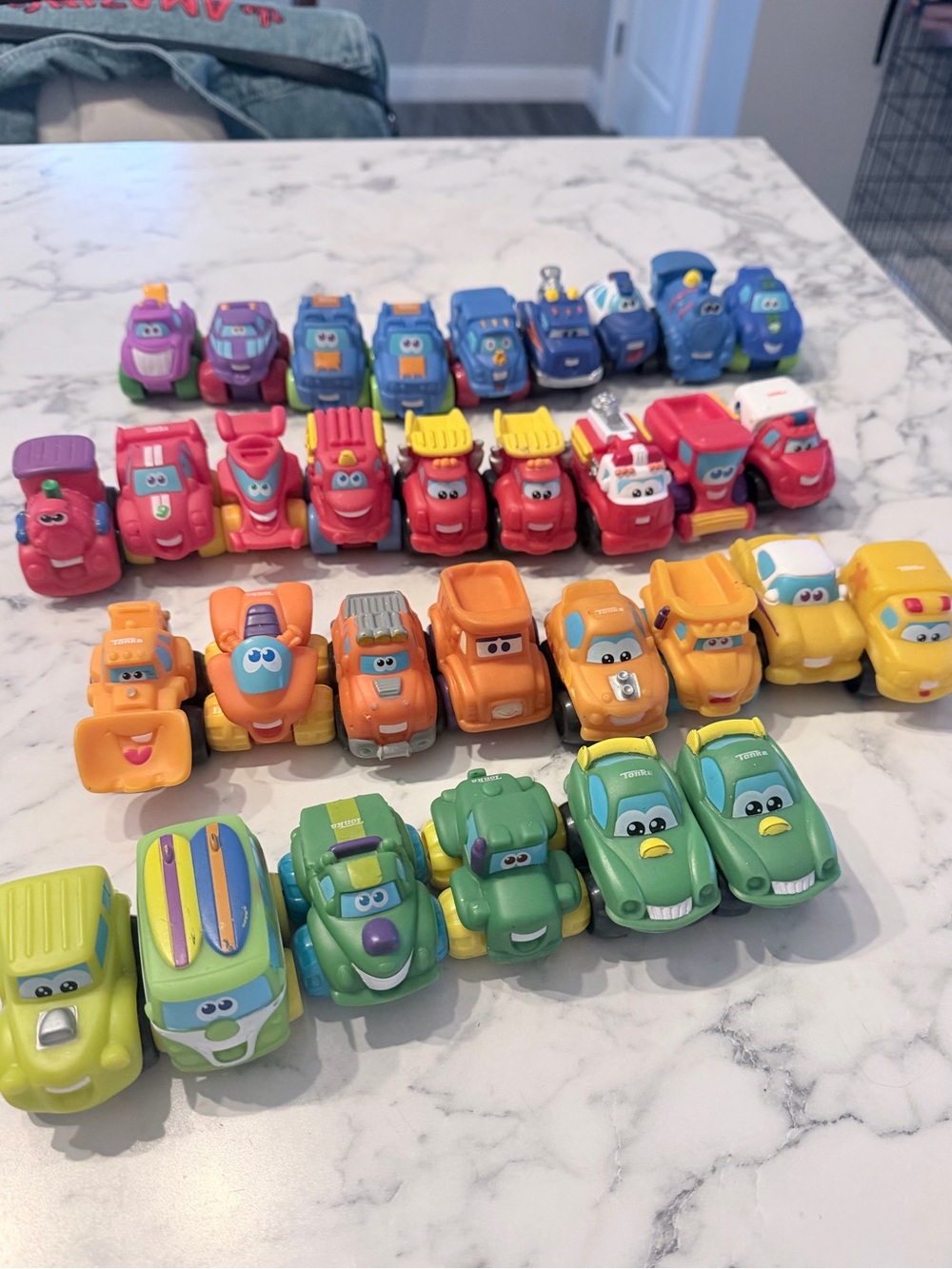 Colorful Mini Toy Cars Set - Green, Yellow, Orange, Red, Blue
